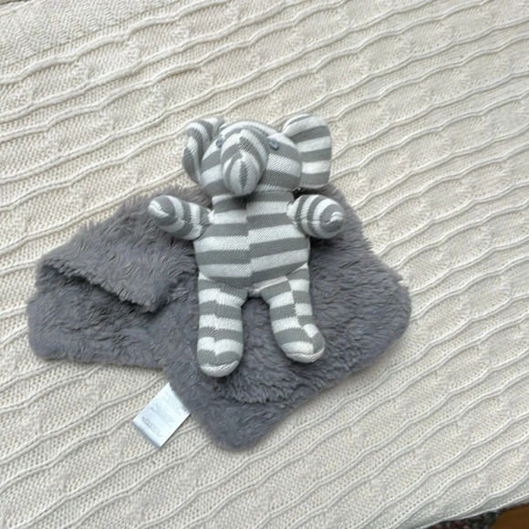 Baby elephant security blanket/plush. Gray and white. 12”x 11”. - Picture 2 of 6
